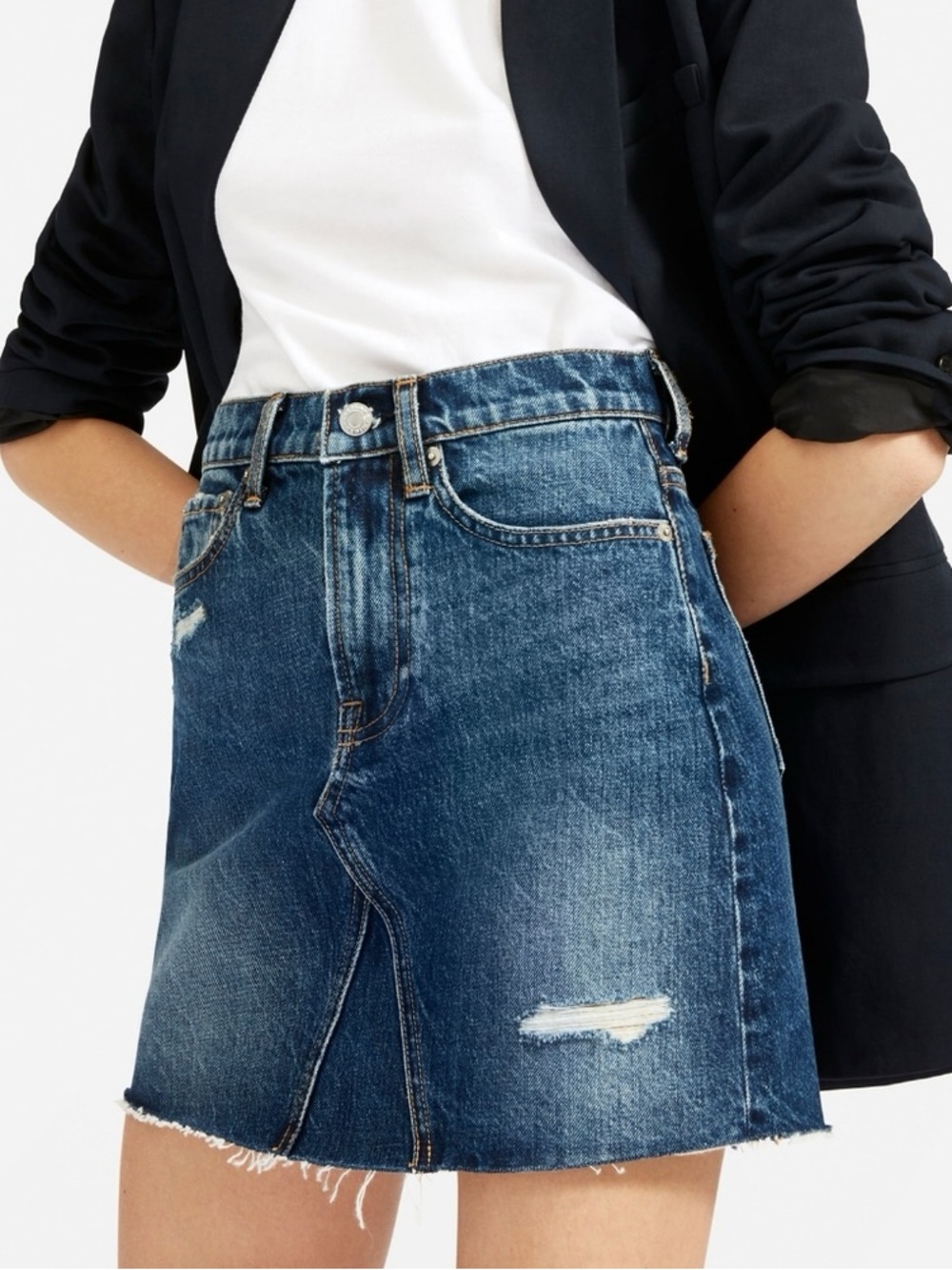 Everlane The Denim Reconstructed Mini Skirt